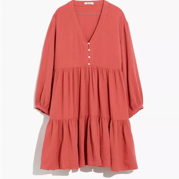 madewell lightspun mini dress Madewell $110 Lightspun Button Front Tiered Mini Dress Aloe Green Size XS NK417